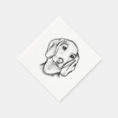 ダシュント手描きスケッチ白黒子犬 スタンダードカクテルナプキン (角)
