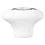 ダシュント手描きスケッチ白黒子犬 セラミックノブ (側面)