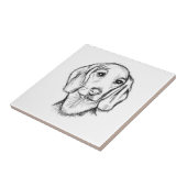 ダシュント手描きスケッチ白黒子犬 タイル (側面)