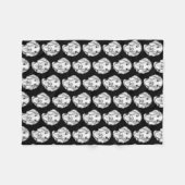 ダシュント手描きスケッチ白黒子犬 フリースブランケット (正面(横))