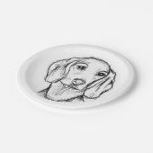 ダシュント手描きスケッチ白黒子犬 ペーパープレート (アングル)