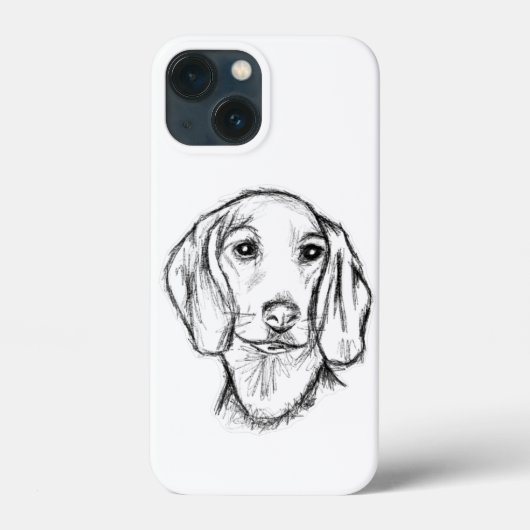 ダシュント手描きスケッチ白黒子犬 Case-Mate iPhoneケース (裏面)