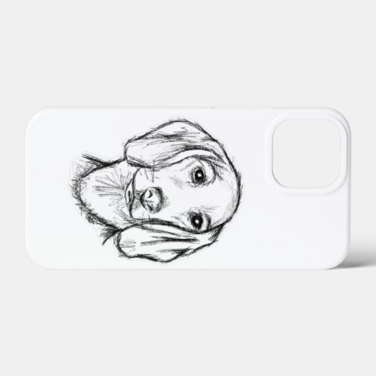 ダシュント手描きスケッチ白黒子犬 Case-Mate iPhoneケース (裏面 (横))