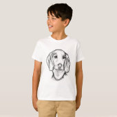 ダシュント手描きスケッチ白黒子犬 Tシャツ (正面フル)