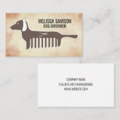 ダシュント櫛のロゴ | 犬のトリマー 名刺 (正面/裏面)