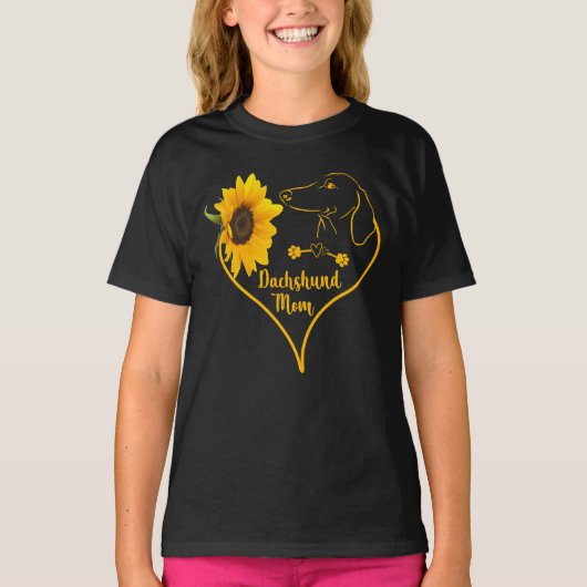 ダシュント母ひまわりハート母の日 Tシャツ (正面)