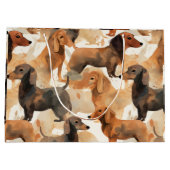 ダシュント漫画の頭のシームレスなパターン ラージペーパーバッグ (裏面)