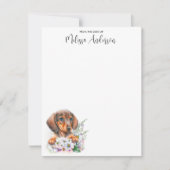 ダシュント犬かわいい子犬の水色パーソナライズされた ノートカード (正面)