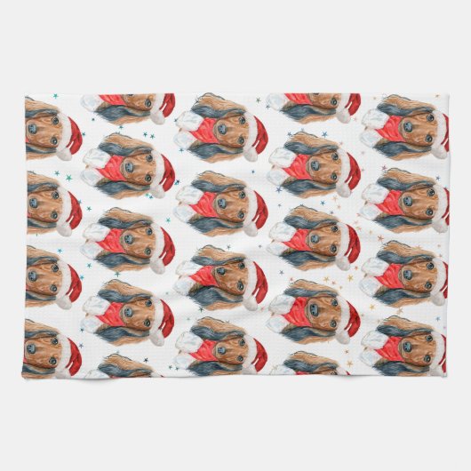 ダシュント犬がクリスマスを育てる キッチンタオル (横)