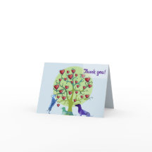 ダシュント犬と木とハートサンキューカード