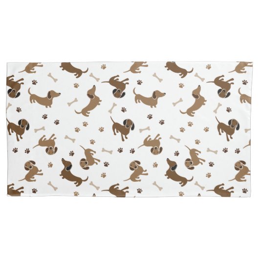 ダシュント犬と骨かわいいドキシー 枕カバー (正面左)