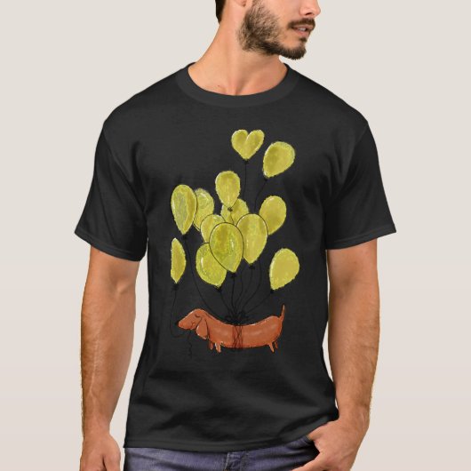 ダシュント犬と黄色い風船 Tシャツ (正面)