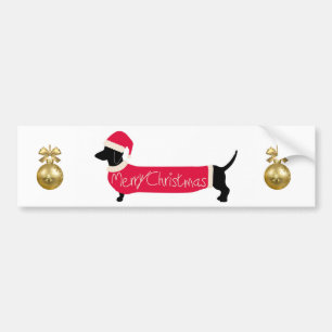 ダシュント犬のクリスマスグリーティング バンパーステッカー
