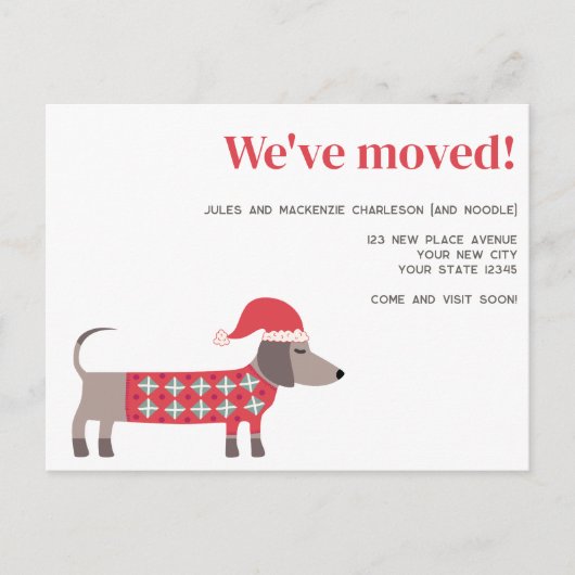 ダシュント犬のクリスマスムービングアナウンス 案内ポストカード (正面)