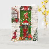 ダシュント犬のクリスマス カード (黄色い花)