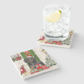 ダシュント犬のクリスマス ストーンコースター (横)