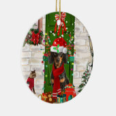 ダシュント犬のクリスマス セラミックオーナメント (右)