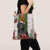 ダシュント犬のクリスマス トートバッグ (クローズアップ)