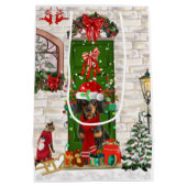 ダシュント犬のクリスマス ミディアムペーパーバッグ (裏面)