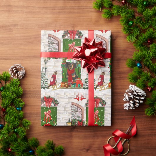 ダシュント犬のクリスマス ラッピングペーパー (クリスマスギフト)