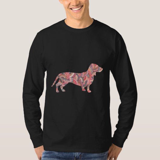ダシュント犬のパターンのドードル Tシャツ (正面)