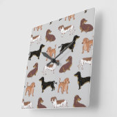 ダシュント犬のパターン スクエア壁時計 (傾斜)