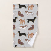 ダシュント犬のパターン バスタオルセット (ハンドタオル)