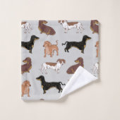 ダシュント犬のパターン バスタオルセット (ウォッシュタオル)