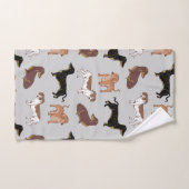 ダシュント犬のパターン バスタオルセット (ハンドタオル)