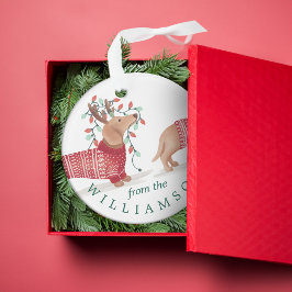 ダシュント犬の居心地の良いニットクリスマスセーター写真 オーナメント