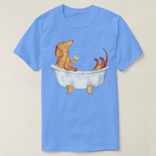ダシュント犬の茶色の短い髪の絵画トイレ2 Tシャツ (デザイン正面)