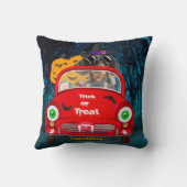 ダシュント犬の車を運転する怖いハロウィーン クッション (裏面)