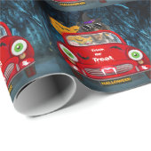 ダシュント犬の車を運転する怖いハロウィーン ラッピングペーパー (ロールコーナー)