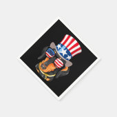 ダシュント犬アメリカ国旗の帽子グラス スタンダードカクテルナプキン (角)