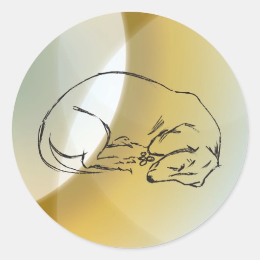 ダシュント犬ステッカー ラウンドシール (正面)