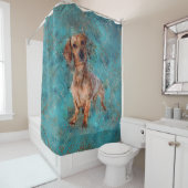 ダシュント犬ミックスメディアアート シャワーカーテン (インサイチュ)