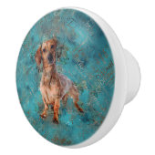 ダシュント犬ミックスメディアアート セラミックノブ (右)