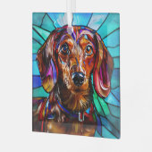 ダシュント犬「ステンドグラス」 ガラスオーナメント (正面左)