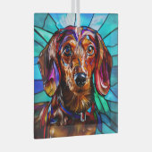 ダシュント犬「ステンドグラス」 ガラスオーナメント (正面右)