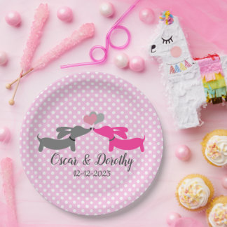 ダシュント結婚のパーソナライズピンクキスをするドキシー ペーパープレート