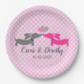 ダシュント結婚のパーソナライズピンクキスをするドキシー ペーパープレート (正面)