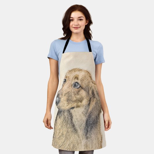 ダシュント絵画オリジナルドッグアート エプロン (着用した状態)