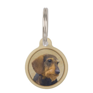 ダシュント絵画オリジナルドッグアート ペット　ネームタグ