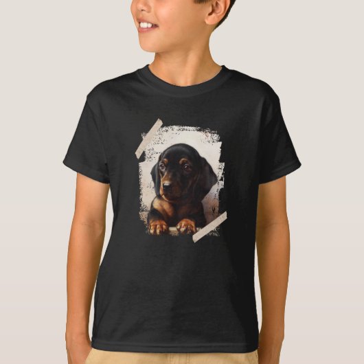 ダシュント絵画子犬 Tシャツ (正面)