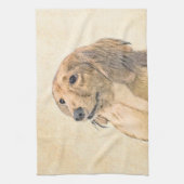 ダシュント絵画(長髪) - Dog Artオリジナル キッチンタオル (縦)