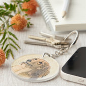 ダシュント絵画（長髪） - Dog Artオリジナル キーホルダー (正面右)