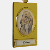 ダシュント絵画（長髪） - Dog Artオリジナル ゴールドプレートバナーオーナメント (右)