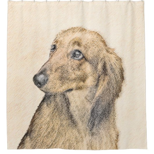 ダシュント絵画(長髪) - Dog Artオリジナル シャワーカーテン (正面)