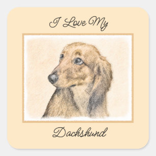 ダシュント絵画(長髪) - Dog Artオリジナル スクエアシール