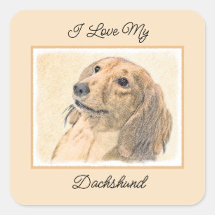 ダシュント絵画(長髪) - Dog Artオリジナル スクエアシール